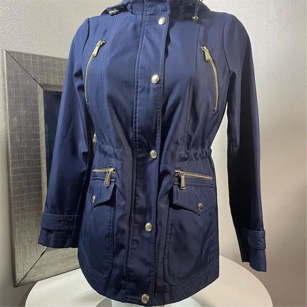 COPY - Michael Kors Women's Petite Anorak Jacket Navy Gold Accents Size S